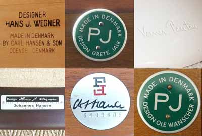 Exemples de marques d'authenticité de designers scandinaves